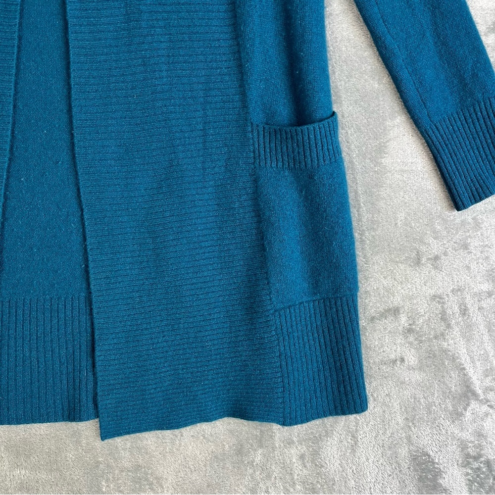 Cynthia Rowley 100% Cashmere Cardigan Sweater Small Peacock Blue Open Front Soft - Picture 9 of 15